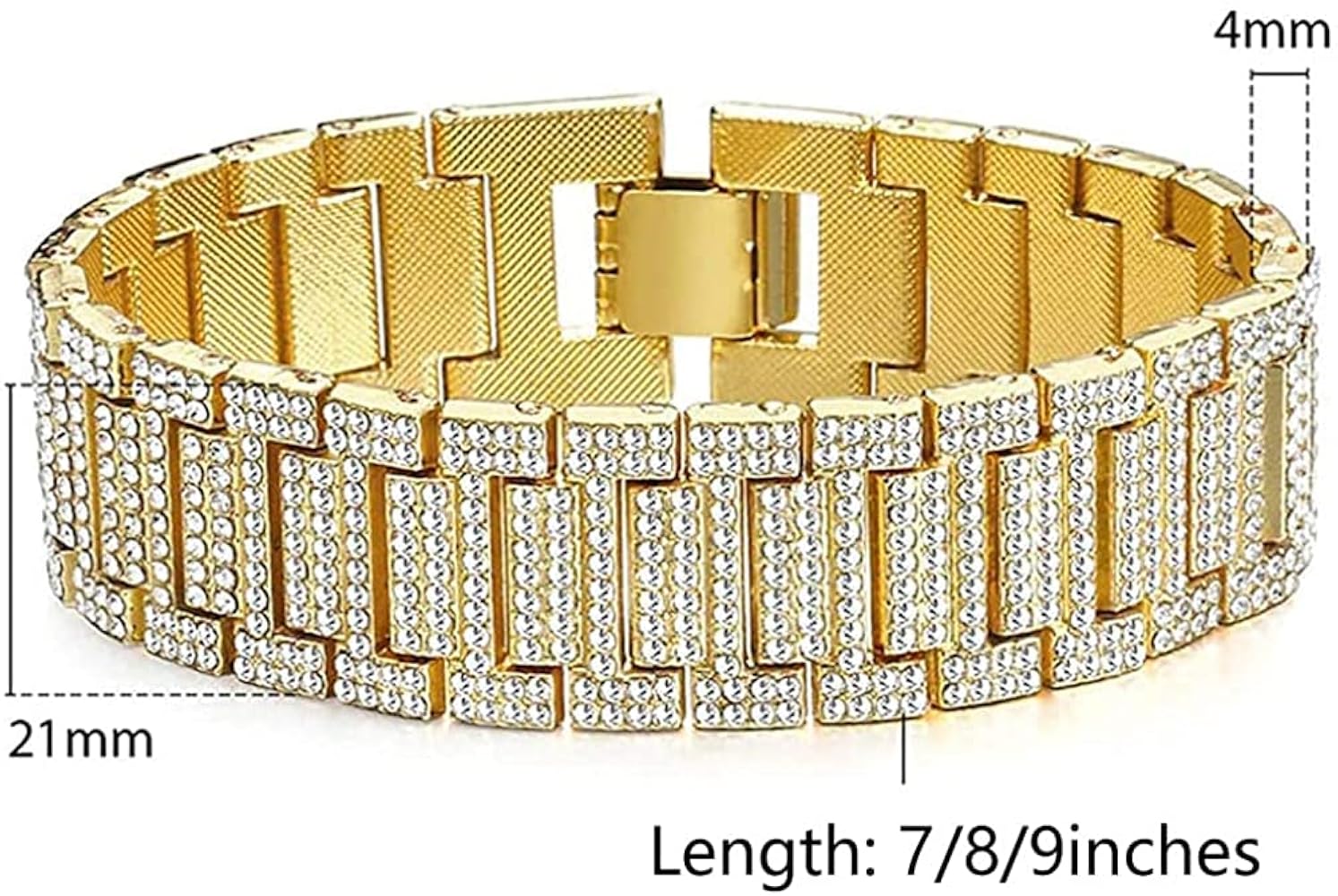 【JORDAN CRAIG】Iced Out Lux Bracelet - 13mm Iced Out Gold Bracelet - 13mm